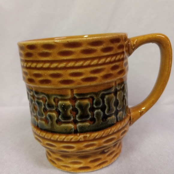 VINTAGE 6 Mugs Japanese Pottery Porcelain Ceramic Blue, Orange, Green, Brown,Tan - Picture 10 of 13